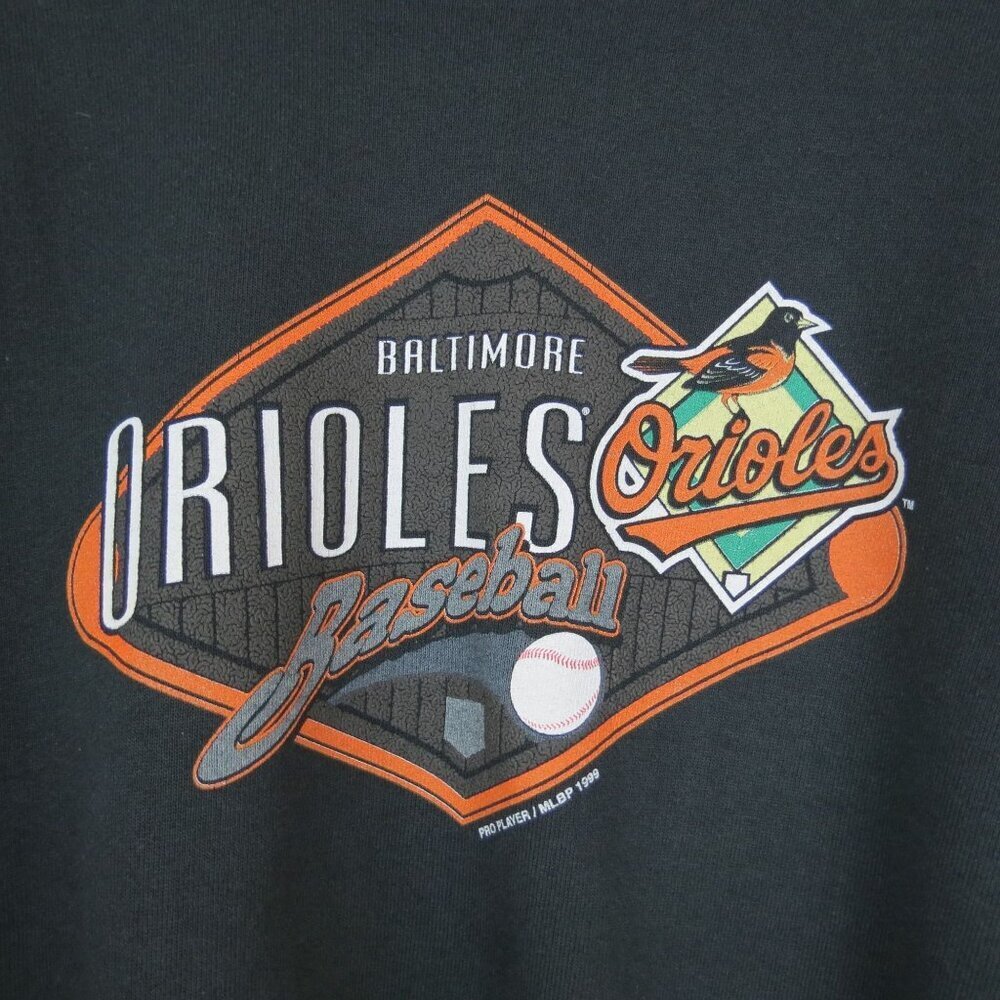 VINTAGE 90s Youth Black MLB Baltimore Orioles Pullover Sweatshirt Size 14/16